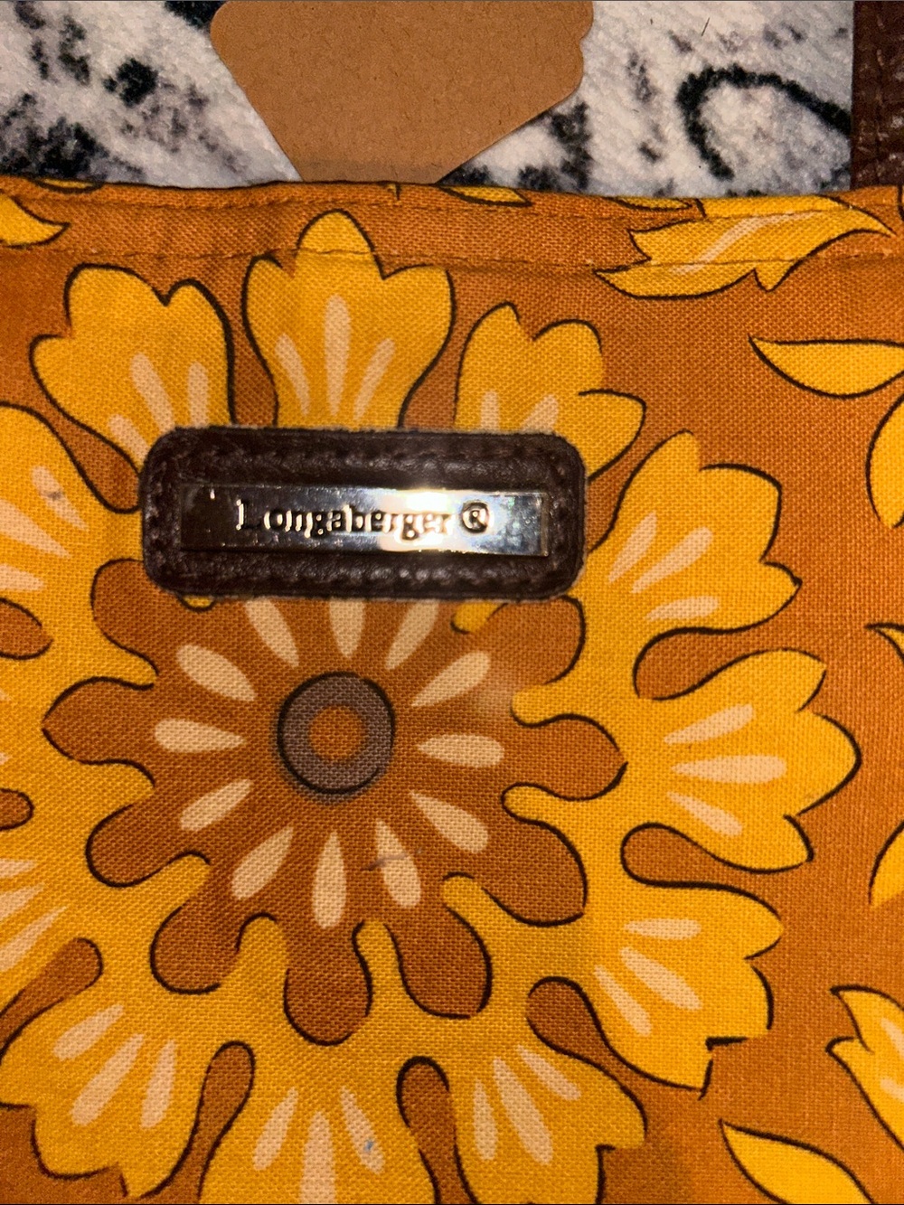 Longaberger Yellow Floral Shoulder Tote - Picture 2 of 6